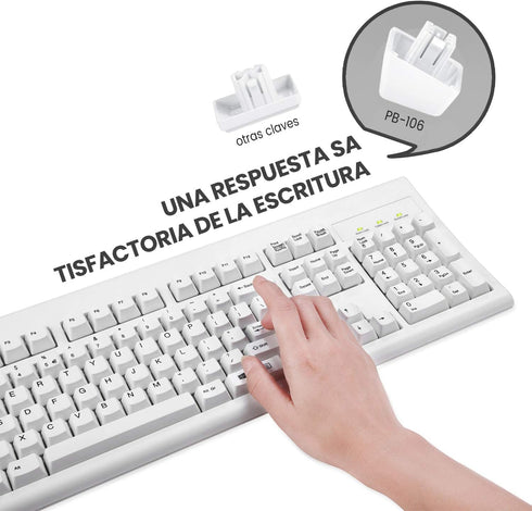 Perixx PERIBOARD-106 USB Keyboard – Full-Size with Numeric Keys, High Performance, Black, QWERTY Spanish