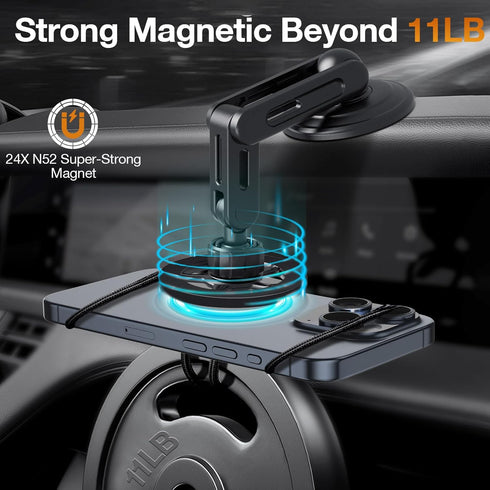 MagSafe Car Mount Dashboard, 360° Rotation All-Metal Magnetic Phone Holder for Car Dash, Hands-Free for iPhone 15 Pro