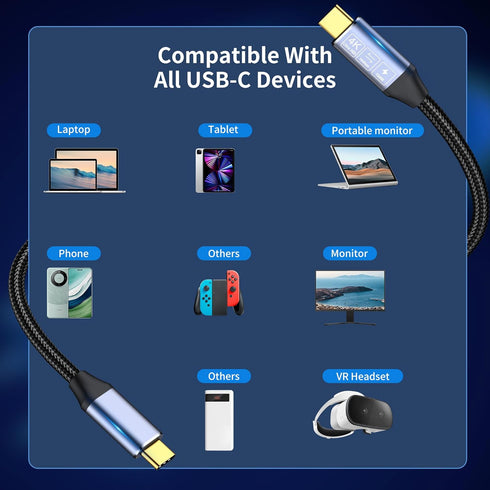 USB C to USB C Data Cable 3.3FT, 100W Fast Charging PD USB 3.1 Gen 2, 4K 60Hz Video Display E-Marker Chip Cord