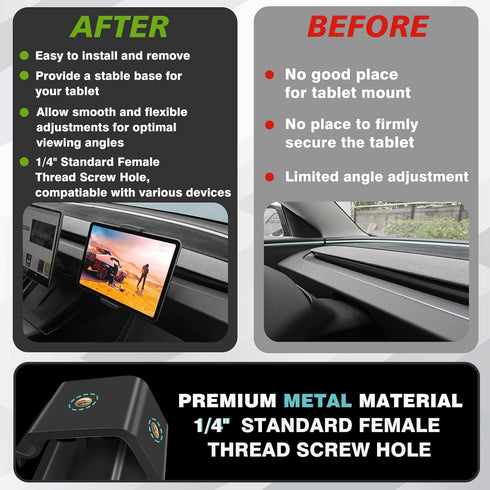BestEvMod Dashboard Car Phone Holder, 1/4 Screw Mount, Mag Safe Compatible with 2024 Tesla Model 3