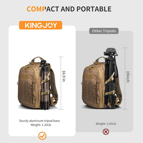 KINGJOY 71" 3-Way 6.6LB Camera Tripod, Lightweight Travel Tripod with Wireless Remote, Cold Shoe Phone Mount, Pan Head