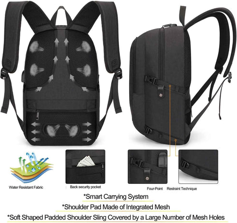 Backpack 15.6 Inch Backpacks Daypack(Black) Tzowla Travel Laptop Water Resistant Anti-Theft Bag with Giant Tumbler