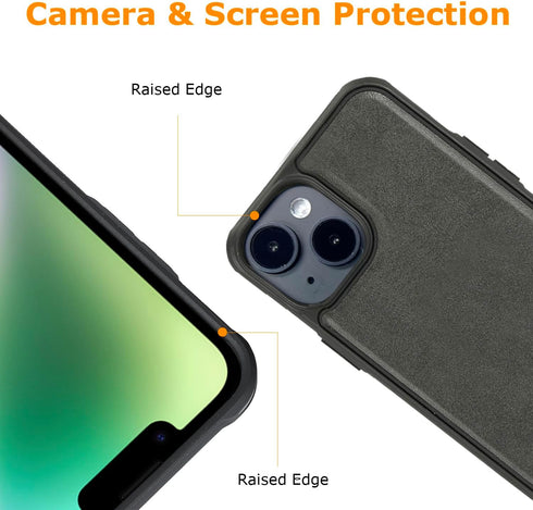 Molzar MagBig Series Case for iPhone 14, Black, Wireless Charging Support, Built-in Metal Plate for Magnetic Car Mount.