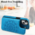 MMHUO iPhone 13 Case with Card Holder, Flower Magnetic Back Flip Wallet Case for Women, Protective Blue Phone Case