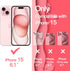JETech Cute Case for iPhone 15 6.1-Inch, Wave Frame Curly Shape Shockproof Phone Cover for Women and Girls, Clear Hard PC Back (Pink)