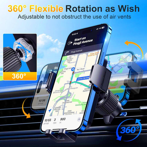 Qifutan 360 Mounts(4-7 Inch) Cell Phone Holder for Car Mount Car Vent Phone Mount, Rotatable, Hands-Free Air Vent