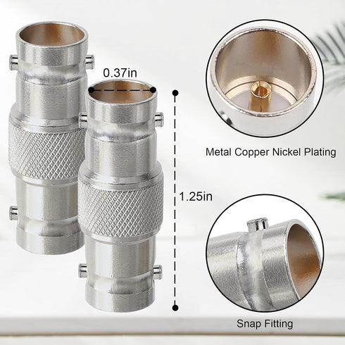 XRDS-RF SDI Connector, 4PCS 75 Ohm BNC Adapter, Female to Female Barrel Connector for HD-SDI/3G-SDI/4K/8K Video