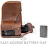 MegaGear Ever Ready Leather Camera Case for Canon EOS M6 (18-150 mm), Dark Brown with Battery Access