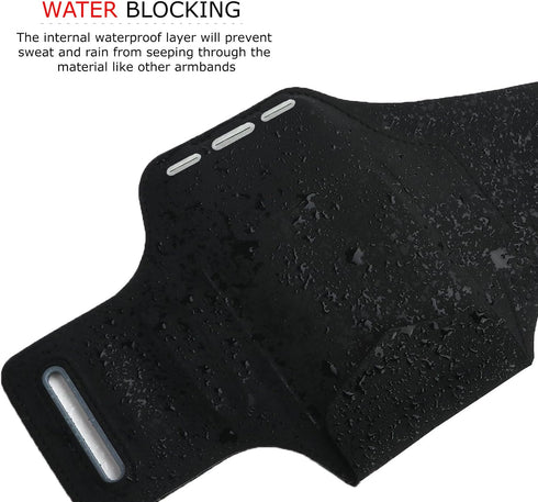 RevereSport Waterproof Running Armband for iPhone 12 Mini with Extra Pockets for Keys, Cash, and Cards, Black