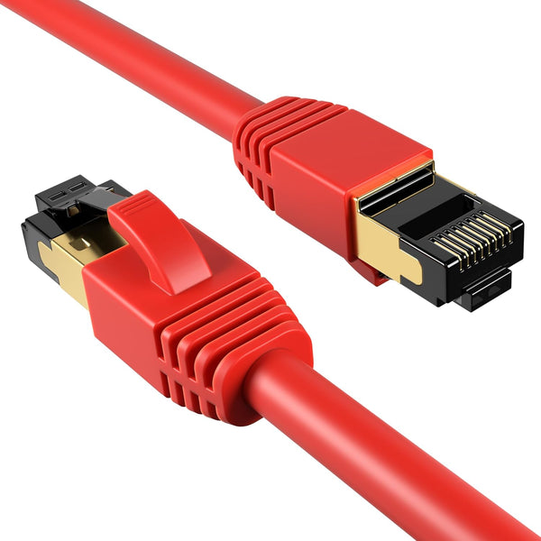 Cables Direct Online Cat8 Red 15FT SFTP Ethernet Patch Cable, 40Gbps 2000Mhz, Shielded Copper RJ45