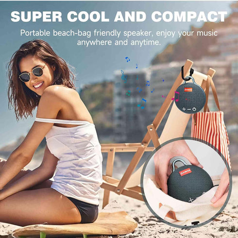 UrbanX Audience Series Bluetooth Waterproof Speaker, IPX7, 20H Playtime, Compact Big Sound, Blue, 1 Pack for Beach,