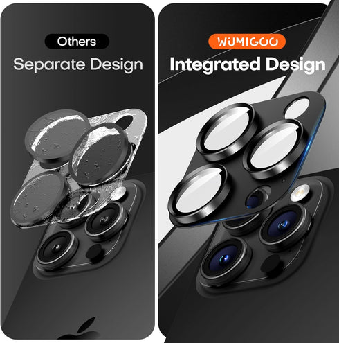 2 Pack Camera Lens Protector for iPhone 15 Pro Max/iPhone 15 Pro/iPhone 14 Pro Max/iPhone 14 Pro, Aluminum Alloy Sapphire Glass Camera Cover Screen, Anti-drop, Case Friendly- Black Titanium