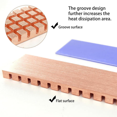 M.2 2280 SSD Heatsink Copper Kit, Cooler Heat Sink + Silicone Thermal Pad for M.2 SSD, NVME SSD Cooling
