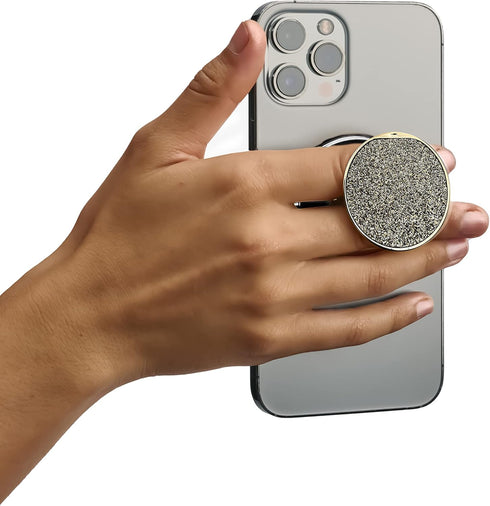 HANDL O MagSafe Gold Glitter Removable Phone Grip & Stand for Smartphone - Magnetic Charging