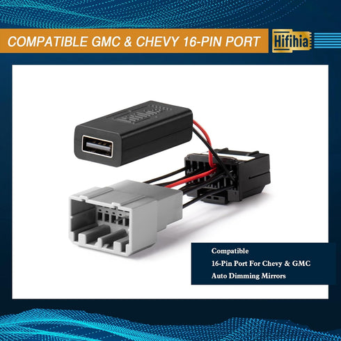 Hifihia (16-Pin 2007-2015 Dash Cam Power Adapter Type) for GMC Silverado Sierra Tahoe Yukon, Connects to Rearview