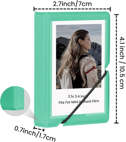 Lifting Mini Photo Album, 28 Pocket for 2x3 Inch Pictures, Fits Fujifilm Instax Mini Cameras (Robin Egg Blue)