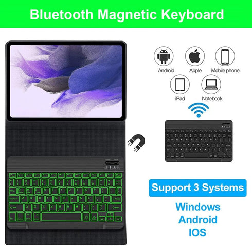 Keyboard Case for Samsung Galaxy Tab S9FE Plus, Detachable Wireless Bluetooth Keyboard Case with Pen Holder