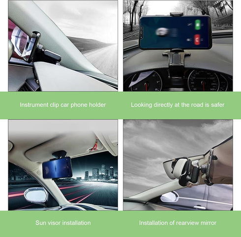 Hugwits 360 4-7 Inches Car Phone Holder, Degree Rotation Clip-on Dashboard Phone Holder, Multifunctional Mobile Phone