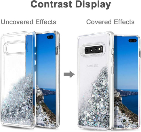 for Galaxy S10 Plus Case, Double Layer Design Bling Flowing Liquid Floating Sparkle Colorful Glitter TPU Protective