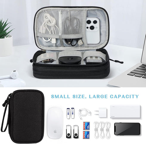 FYY Portable Electronic Organizer Bag - Waterproof Double Layers Storage Case for Cables, Chargers, Phone, Earphones