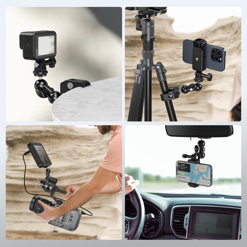 SMALLRIG Camera Mount Clamp Kit, Ball Head Magic Arm with Clamp for GoPro, Webcam, Camera, Phone, and Light