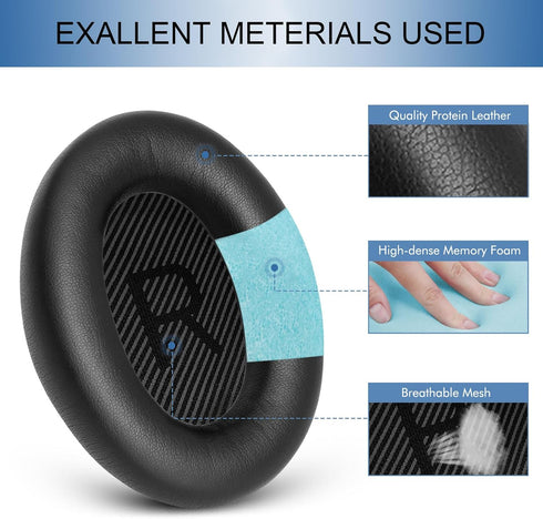 Ear Pads Cushions Replacement for Bose QC35 ii, QC35, QC45, Earpads for Bose QuietComfort 45 35ii 35 Headphones