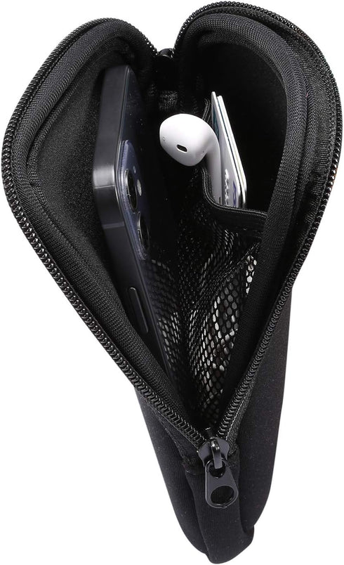 ZORSOME Neoprene Phone Pouch for iPhone 12 mini, SE 2020, 11 Pro, Universal Cell Sleeve with Zipper, Black