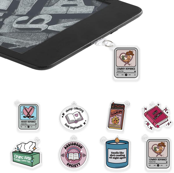 CuddleJunk Dust Plug Charms for Kindle, Book Lover Theme Kindle E-Reader Accessories Charm,Cute
