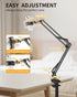 Phone Holder for Bed Desk, Flexible Camera Arm Desk Mount Clamp with Phone Holder and Ball Head, Overhead Tripod Mount