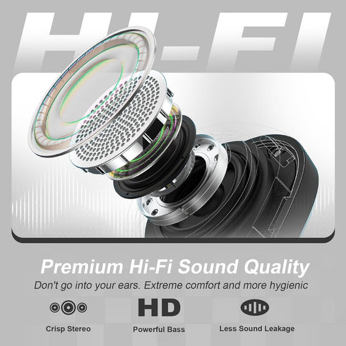 5.3 60H IP66, TTQ Open Ear Headphones, Bluetooth Open Ear True Wireless Earbuds, Sports Earbuds with Earhooks