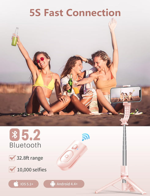 Pnitri 45'' 15 Max/15/14 Pro/14/13, S22/ S23 Selfie Stick with Light, Selfie Stick Tripod with Wireless Remote