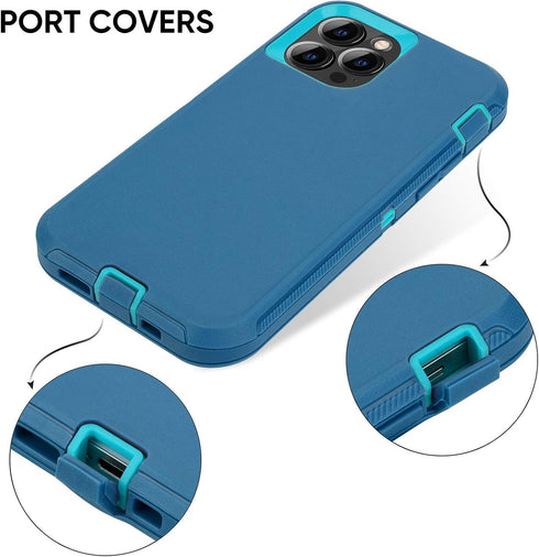 Sansunto Heavy Duty Shockproof Case for iPhone 13 Pro Max & iPhone 12 Pro Max, Full Body Protection Silicone Rubber