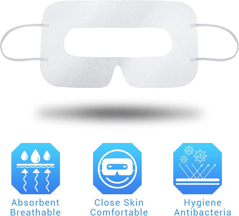 200 Pcs Disposable VR Face Mask, Breathable Nonwoven Fabric Sanitary Cover Eye Mask for VR, White