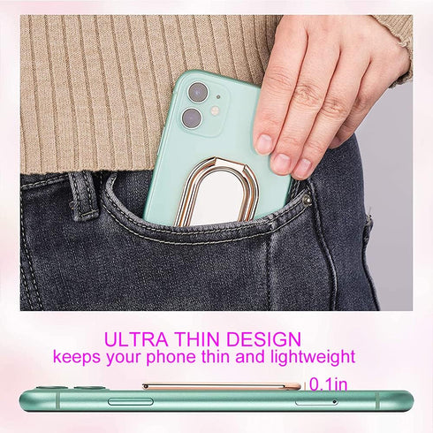 Cell Phone Ring Holder, CLZWiiN Foldable 360° Rotation Stand for Desk, Magnetic Car Mount (Rose Gold)