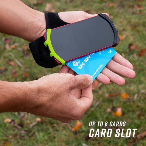 Noxgear Hand Held Phone Holder - Handheld Grip with Key Fob & Card Slot for Running, Jogging & Working Out - Compatible
