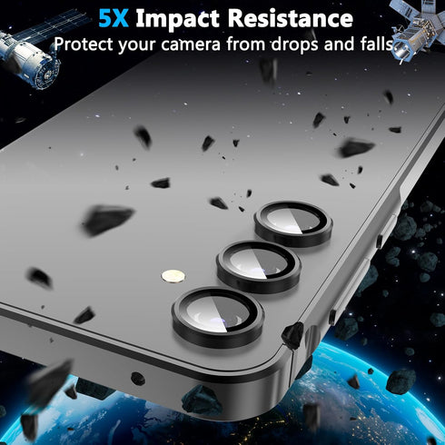 YWXTW Camera Lens Protector for Samsung Galaxy A55 5G, Tempered Glass Screen Protector with Metal Ring, 1 Set, Black