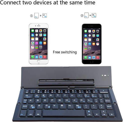 Geyes Bluetooth Keyboard, Portable Folding Wireless Keyboard for iPhone, iPad, Tablets, Laptops, and Smartphones (Black)