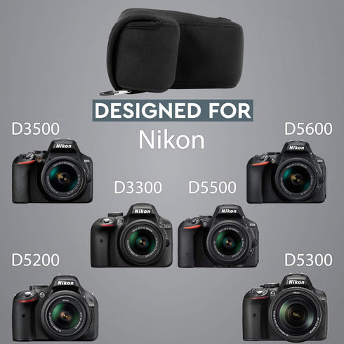 MegaGear MG088 Ultra Light Neoprene Camera Case for Nikon D3500, D3300, D3400, D5100, D5200, D5300, D5500, D5600 (18-55