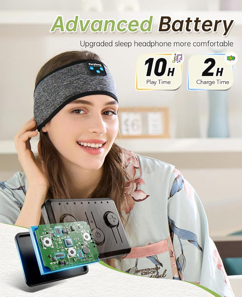 Sleep Headphones Headband for Side Sleepers - Comfortable Music Headphones with Ultra-Thin HD Stereo Speaker for Running