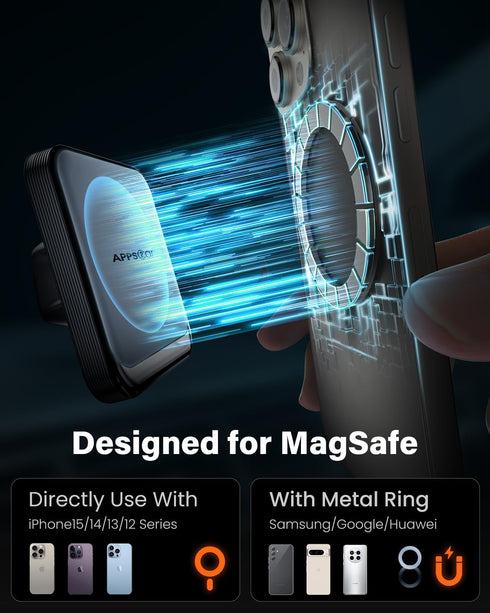 APPS2Car MagSafe Car Mount, Hands Free Magnetic Phone Mount, 360° Rotation for Cell Phone, Compatible with iPhone 15 14