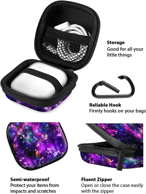 WIRESTER Portable Wireless Headphone Case, Earphone Storage Bag with Black Carabiner, Earbud Holder Compatible with