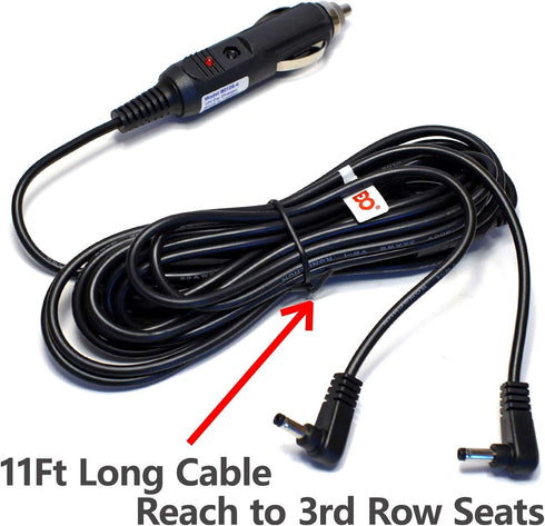 EDO Tech Car Charger Adapter Power Cord & AV Cable for Sylvania Dual Screen Portable DVD Player