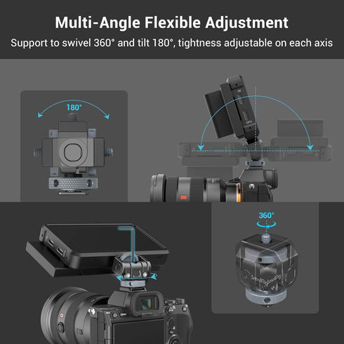 SmallRig Camera Monitor Mount Lite with Cold Shoe, Swivel 360° and Tilt 180° Holder for Field Monitor
