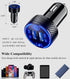 BRCOVAN Car Charger, Dual QC3.0 Port USB Phone Charger Adapter, 36W 3A Fast Charge with Touch Switch & Blue LED