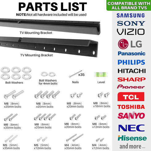 AENTGIU 32-75 Inch 600x400mm, 150 lbs Studless TV Wall Mount, No Drill Drywall TV Mount for Smart TVs, Max VESA Low