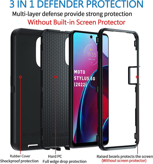Anloes Case for Motorola Moto G Stylus 5G 2022, Defender Phone Case Heavy Duty Shockproof Dustproof Rugged