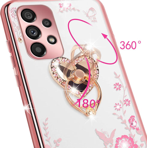 for A52 Samsung Phone Case, Samsung A52 Case for Women, Glitter Crystal Soft TPU Cover - Rose Gold