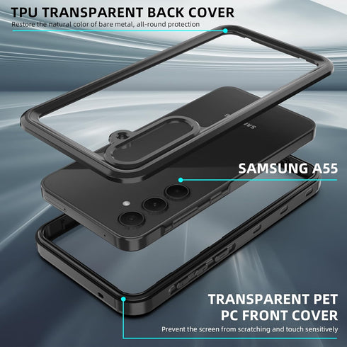 Waterproof Case for Samsung Galaxy A55 5G with Built-in Screen Protector, Rugged Full Body Dustproof Shockproof Drop