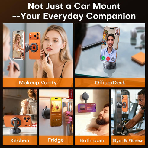 Peerock 360Adjustable 17/16/15/14/13/12 Car Phone Holder, Magnetic Phone Holder for Car, Foldable Suction Cup Phone