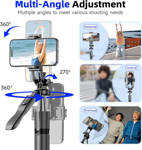 RUNNINGMT 71" 360 (71 inch-Black) Auto Pop Open Phone Tripod Stand, Selfie Stick with Bluetooth Remote for iPhone